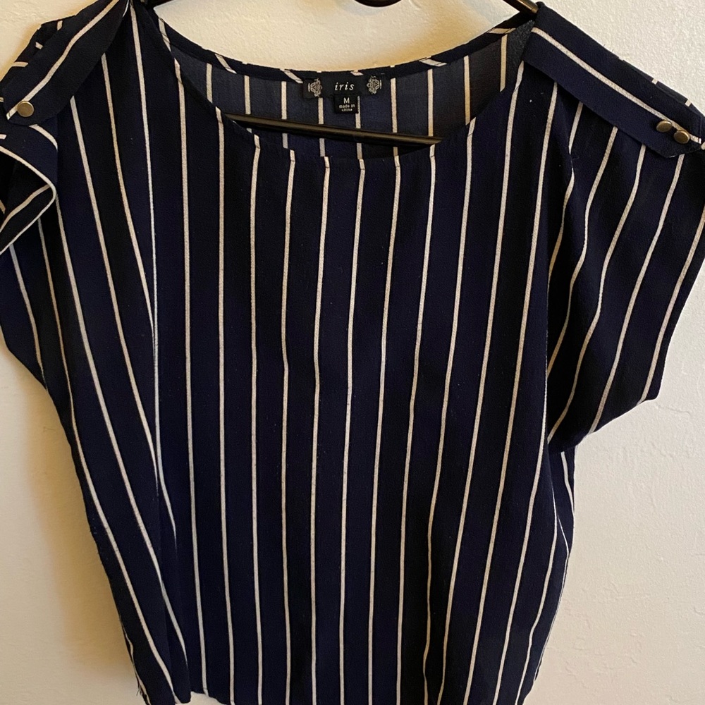 Dark blue and white striped blouse